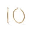 Thumbnail Image 0 of 40mm Satin and Florentine Hoop Earrings in 10K Tube Hollow Gold