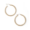 Thumbnail Image 1 of 40mm Satin and Florentine Hoop Earrings in 10K Tube Hollow Gold
