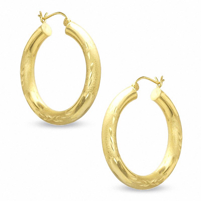 10K Gold 30mm Diamond-Cut Hoop Earrings | Piercing Pagoda