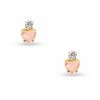 Thumbnail Image 0 of Child's 4mm Heart-Shaped Rose Quartz Stud Earrings in 14K Gold with CZ