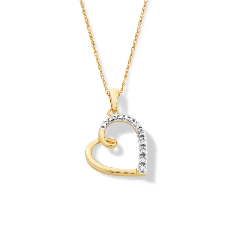 1/20 CT. T.W. Diamond Tilted Looping Heart Pendant in 10K Gold