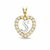 Thumbnail Image 0 of Cubic Zirconia Heart Initial "S" Charm in 10K Two-Tone Gold