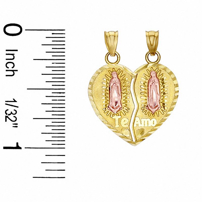 Breakable Our Lady of Guadalupe "Te Amo" Heart Charm in 10K Two-Tone Gold