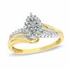 Thumbnail Image 0 of 1/10 CT. T.W. Diamond Marquise Cluster Ring in 10K Gold - Size 7