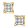 Thumbnail Image 0 of 1/8 CT. T.W. Diamond Milgrain Square Earrings in 10K Gold - XL