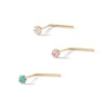 Thumbnail Image 0 of 14K Solid Gold CZ Multi-Colored Nose Stud Set - 24G