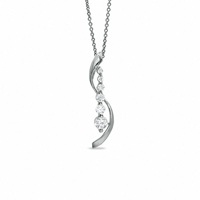 Journey Cubic Zirconia Twisted Squiggle Pendant in Sterling Silver