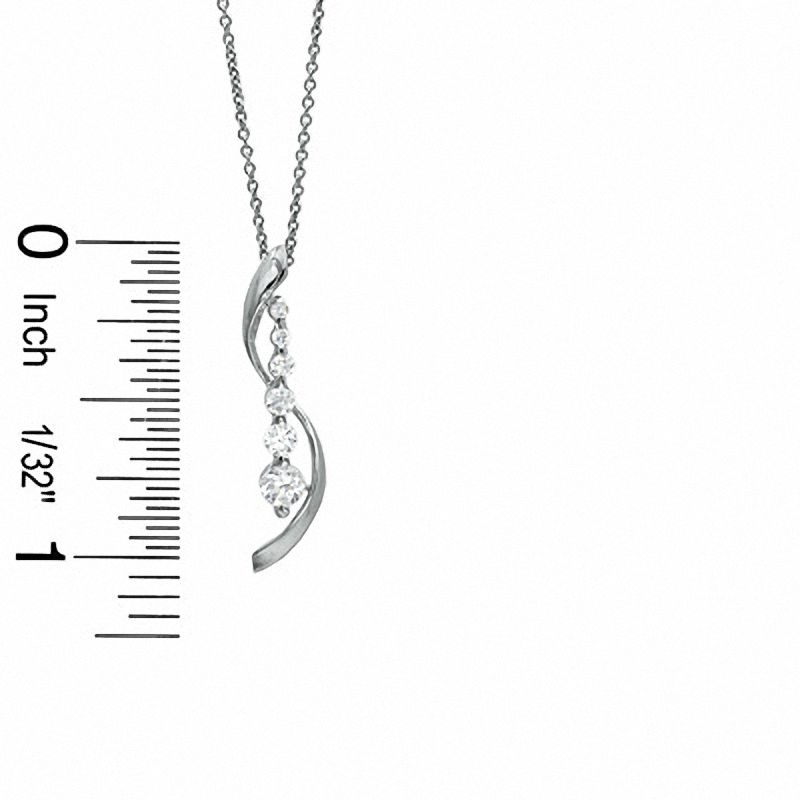 Journey Cubic Zirconia Twisted Squiggle Pendant in Sterling Silver