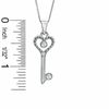 Thumbnail Image 1 of Cubic Zirconia Heart Key Pendant in Sterling Silver