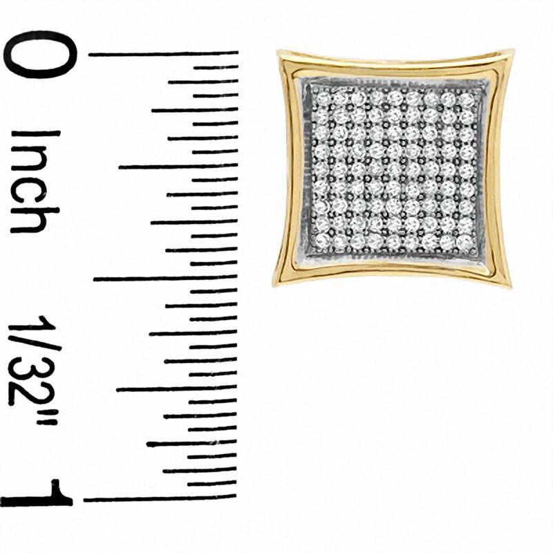 1/2 CT. T.W. Diamond Curved Square Earrings in 10K Gold