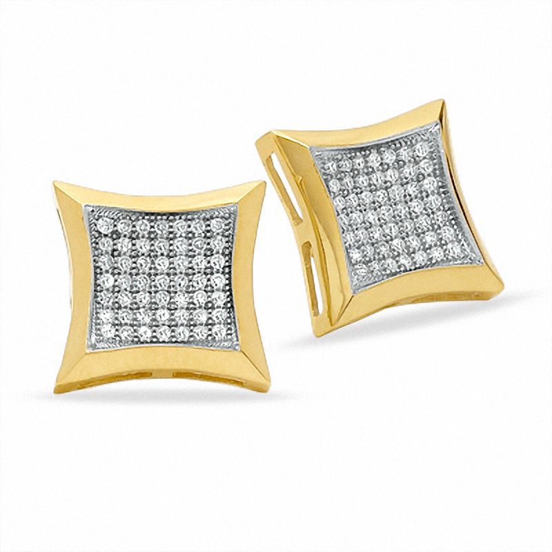 1/3 CT. T.W. Diamond Curved Square Earrings in 10K Gold