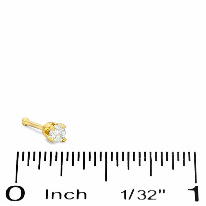 14K Semi-Solid Diamond Accent Nose Stud - 22G 1/4"