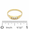 Thumbnail Image 2 of Child's Princess-Cut Cubic Zirconia Three Stone Ring in 10K Gold - Size 4