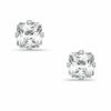 Thumbnail Image 0 of 6mm Princess-Cut Cubic Zirconia Solitaire Stud Piercing Earrings in Solid Stainless Steel