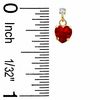 Thumbnail Image 1 of 5mm Heart-Shaped Lab-Created Ruby Drop Earrings in 10K Gold with CZ
