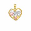 Thumbnail Image 0 of Diamond-Cut "I Heart You" Heart Outline Tri-Tone Necklace Charm in 10K Gold