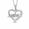 Thumbnail Image 0 of Cubic Zirconia MOM Half Heart Pendant in Sterling Silver