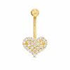 Thumbnail Image 0 of 014 Gauge Cubic Zirconia Puff Heart Belly Button Ring in 10K Gold