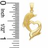 Thumbnail Image 1 of Dolphins Heart Charm in 10K Solid Gold