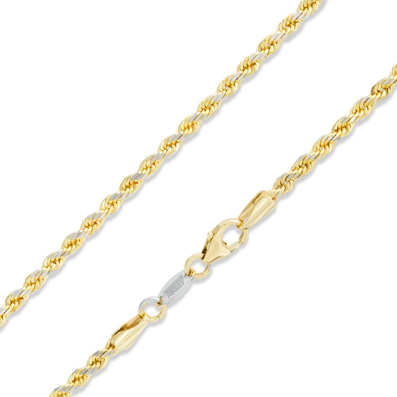 021 Gauge Diamond-Cut Rope Chain Necklace in 10K Solid Gold Bonded Sterling Silver - 22"
