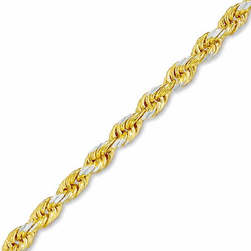 3mm Rope Chain Bracelet in Sterling Silver with 10K Gold Plate - 8"