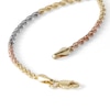 Thumbnail Image 1 of 016 Gauge Rope Chain Bracelet in 10K Hollow Tri-Tone Gold - 7"