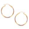 Thumbnail Image 0 of 30mm Satin Finish Hoop Earrings in 10K Tri-Tone Gold