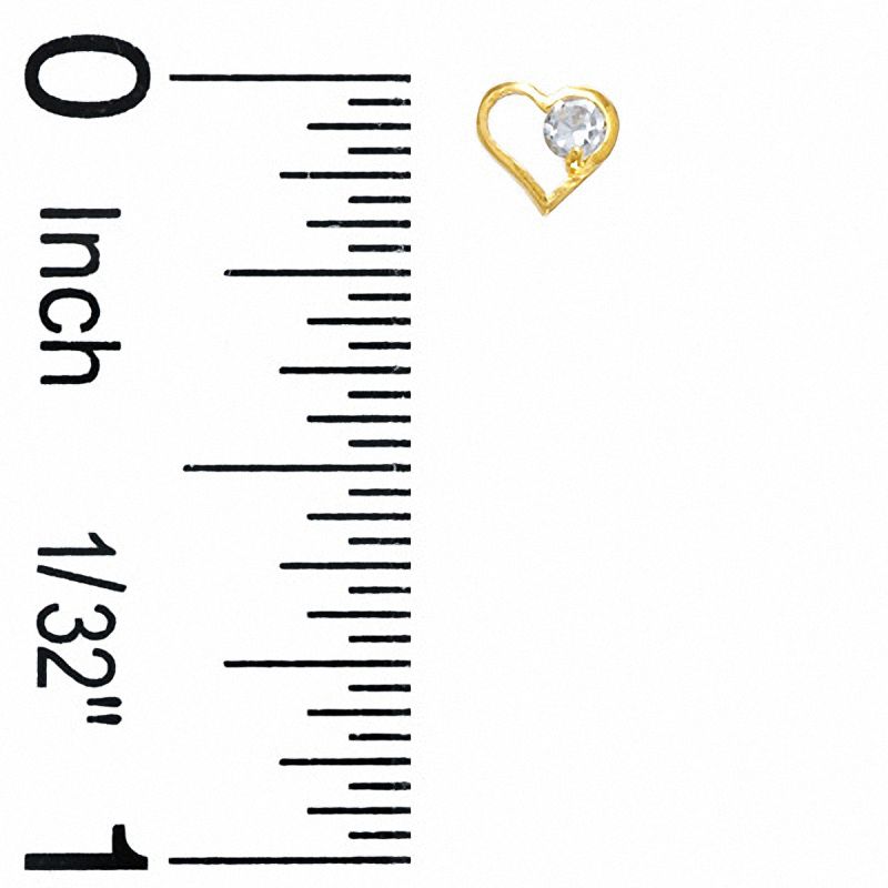 Cubic Zirconia Heart Earrings in 10K Gold