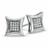 Thumbnail Image 0 of 1/10 CT. T.W. Diamond Curved Framed Square Earrings in Sterling Silver
