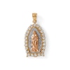 Thumbnail Image 0 of Medium Cubic Zirconia Our Lady of Guadalupe Medallion Tri-Tone Necklace Charm in 10K Solid Gold