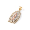 Thumbnail Image 1 of Medium Cubic Zirconia Our Lady of Guadalupe Medallion Tri-Tone Necklace Charm in 10K Solid Gold