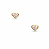 Thumbnail Image 0 of Child's Heart-Shaped Pink Cubic Zirconia Earrings in 10K Gold