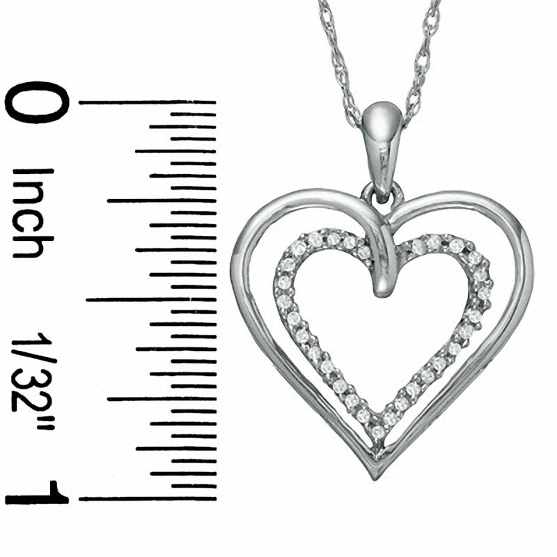 1/10 CT. T.W. Diamond Double Heart Pendant in 18K Gold-Plated Sterling Silver