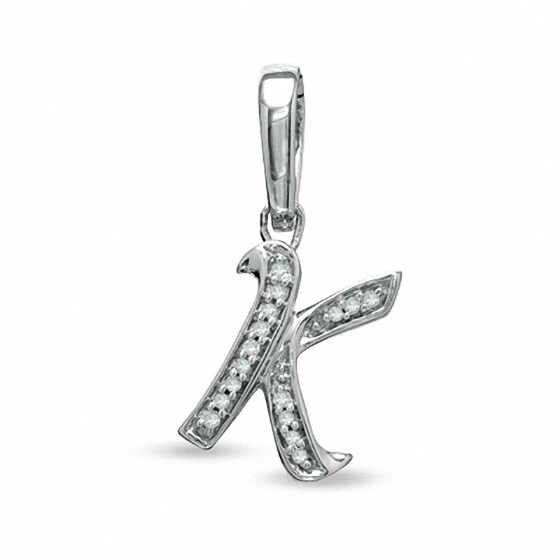 Diamond Accent Initial "K" Charm in Sterling Silver