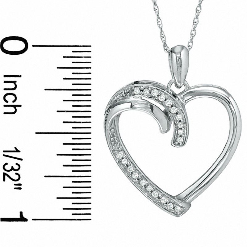 1/10 CT. T.W. Diamond Heart Pendant in 10K White Gold