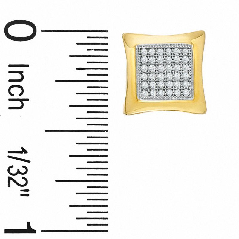 1/5 CT. T.W. Diamond Puffed Curved Square Earrings in 10K Gold