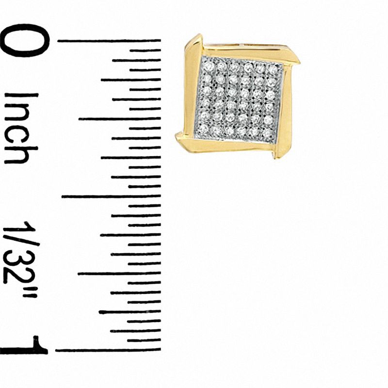 1/5 CT. T.W. Diamond Split Frame Square Earrings in 10K Gold - XL Post