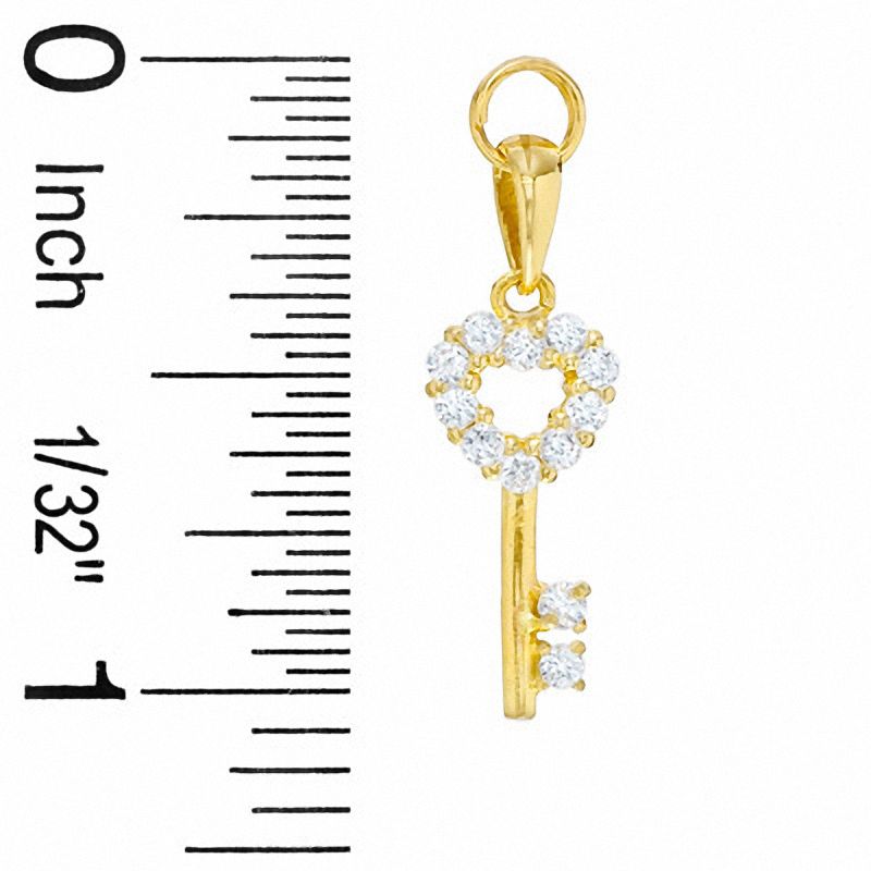 Cubic Zirconia Accent Heart Key Charm in 10K Solid Gold