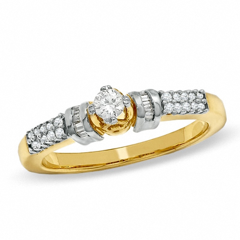 1/4 CT. T.W. Diamond Engagement Ring in 10K Gold - Size 7