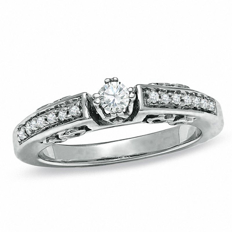 1/4 CT. T.W. Diamond Engagement Ring in 10K White Gold - Size 7