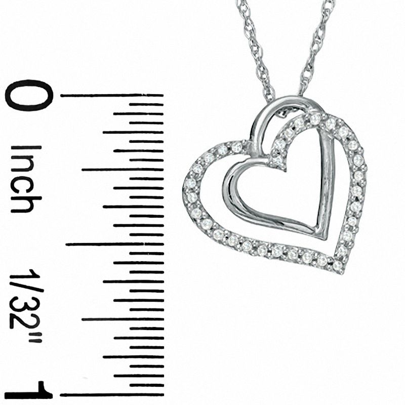1/10 CT. T.W. Diamond Hearts Pendant in Sterling Silver