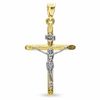 Thumbnail Image 0 of Wood Grain Crucifix Charm in 10K Two-Tone Gold