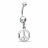 Thumbnail Image 0 of 014 Gauge Peace Sign Belly Button Ring in Stainless Steel