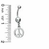 Thumbnail Image 1 of 014 Gauge Peace Sign Belly Button Ring in Stainless Steel