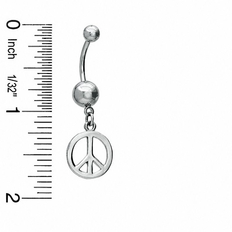 014 Gauge Peace Sign Belly Button Ring in Stainless Steel