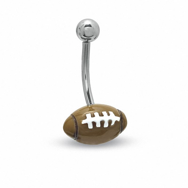 014 Gauge Football Belly Button Ring in Stainless Steel