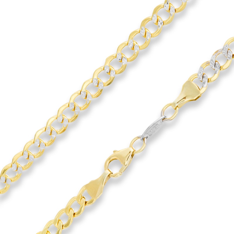 Reversible 10K Gold over Sterling Silver 4.5mm Pavé Curb Chain Necklace - 20"