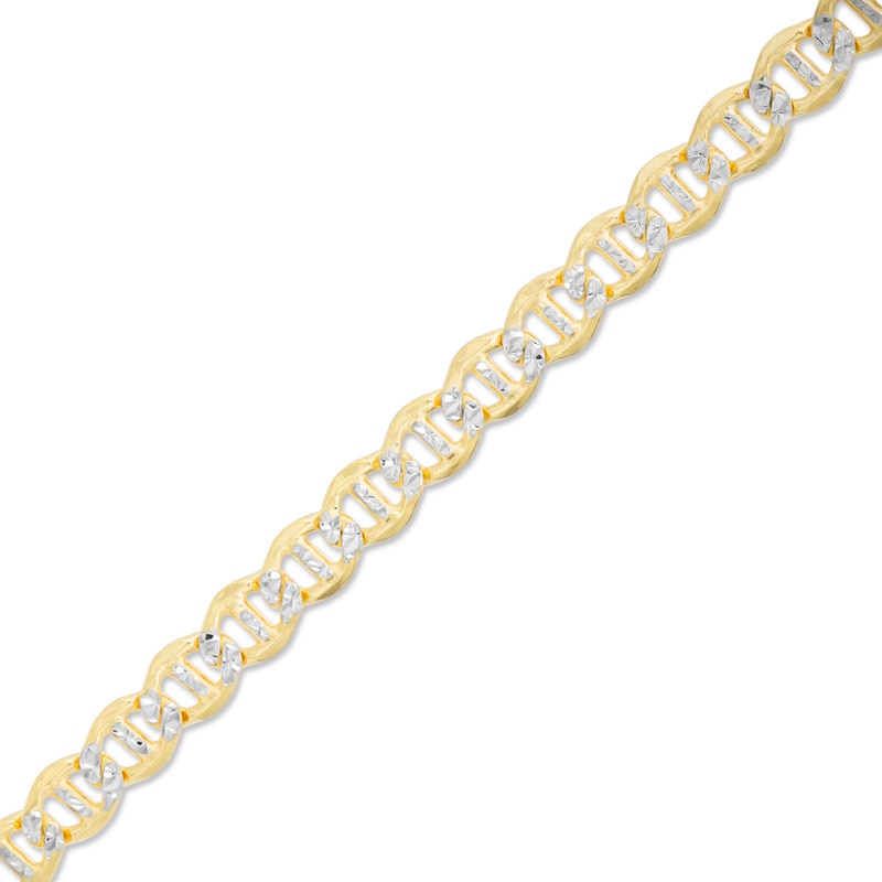 5.4mm Pavé Mariner Chain Bracelet in Sterling Silver with 10K Gold Plate - 8"