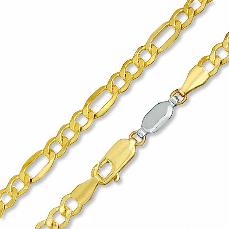 100 Gauge Semi-Solid Pavé Figaro Chain Bracelet in 14K Gold Bonded Sterling Silver - 7.5"