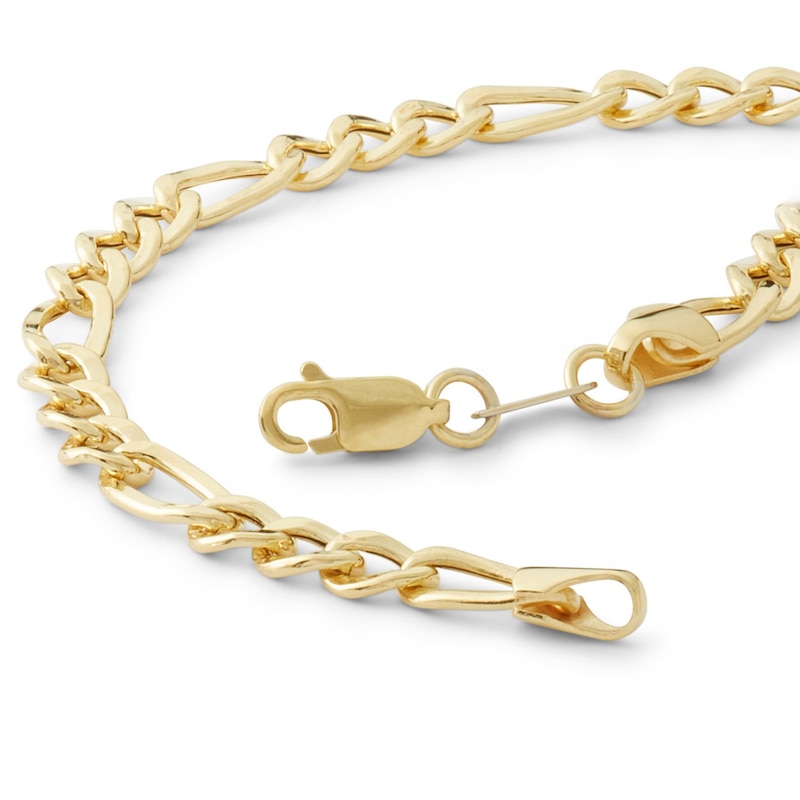 5.2mm Figaro Chain Bracelet in Semi-Solid Sterling Silver with 14K Gold Plate - 8"